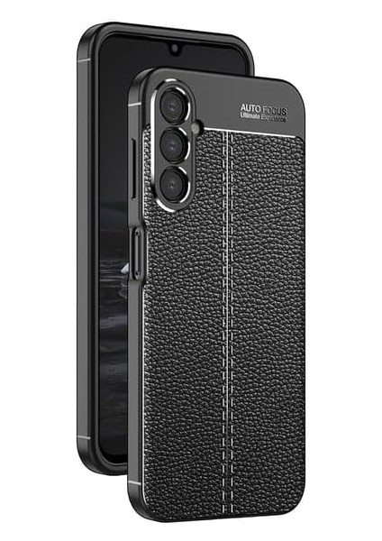 Galaxy A25 Için Deri Dokulu Auto Focus Kamera Yükseltili Kılıf 360° Full Kasa Koruması Sağlayan Darbelere Karşı Dayanıklı Yumuşak ve Ince Tasarımlı Tpu Silikon Kılıf