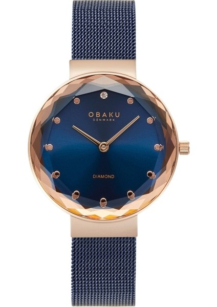 V300LXVLML Quartz Çelik Hasır Lacivert Safir Cam 32 mm Kadın Kol Saati