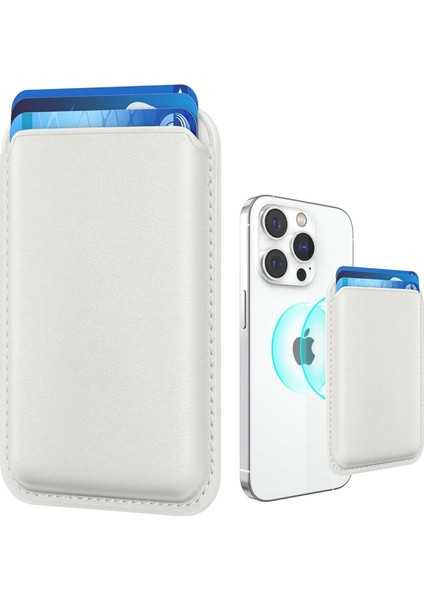 iPhone ile Uyumlu Magsafe Özellikli Deri Cüzdan iPhone 15 Pro Max/15 Plus/15 Pro/15, 14 Pro Max/14 Plus/14 Pro/14, 13 Pro Max/13 Pro/13, 12 Pro Max/12 Pro/12 (Beyaz)