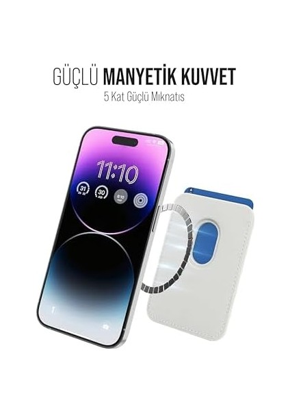 iPhone ile Uyumlu Magsafe Özellikli Deri Cüzdan iPhone 15 Pro Max/15 Plus/15 Pro/15, 14 Pro Max/14 Plus/14 Pro/14, 13 Pro Max/13 Pro/13, 12 Pro Max/12 Pro/12 (Beyaz) fiyatları