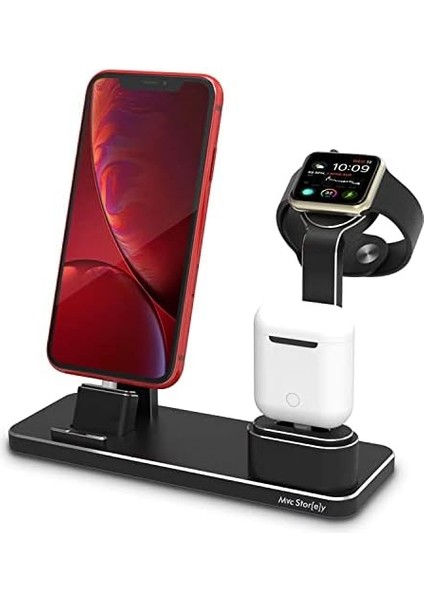 iPhone Şarj Aleti Watch Şarj Aleti Çoklu Şarj Istasyonu 20W Adaptörlü Metal Şarj Standı Lightning Uçlu Siyah modelleri