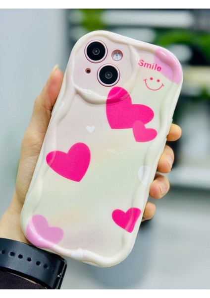 Aksesuar Iphone 15 ile Uyumlu Smile Kalp Baskı Desenli Silikon Kılıf