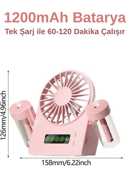 Taşınabilir Masaüstü Su Hazneli USB Şarjlı 4 Kademe Fan Vantilatör Soğutucu F8 modelleri