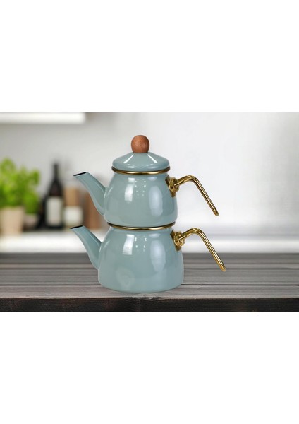 Home Soft Green Mini Model Emaye Çaydanlık