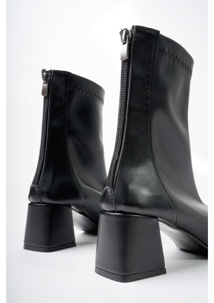 Streç Küt Kalıp Deri Bot Siyah modelleri