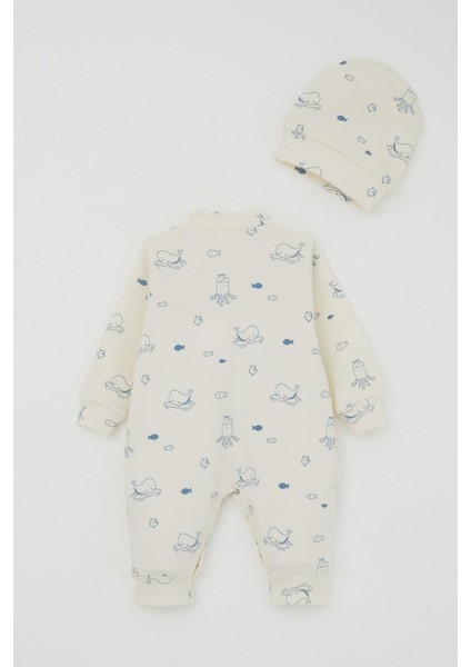 Erkek Bebek Tulum Sevimli Deniz Hayvanları Desenli 0-6 Ay, Krem fiyatları