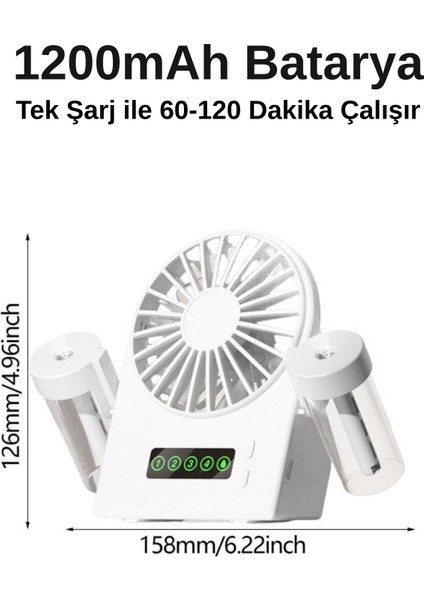 Taşınabilir Masaüstü Su Hazneli USB Şarjlı 4 Kademe Fan Vantilatör Soğutucu F8 modelleri
