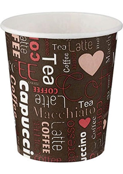 At Market Roll-Up Karton Bardak 7oz Baskılı Kahverengi 50 Adet