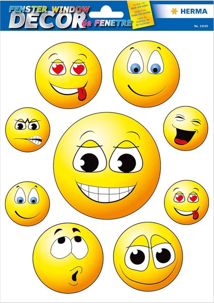 Window Decor Cam Yüzey Etiket Gulen Yuz