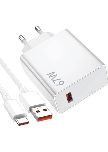 Patentli- Linkage Marka 67W Usb-C Turbo Şarj Adaptörü ve 1 Metre Type-C Kablo, Beyaz
