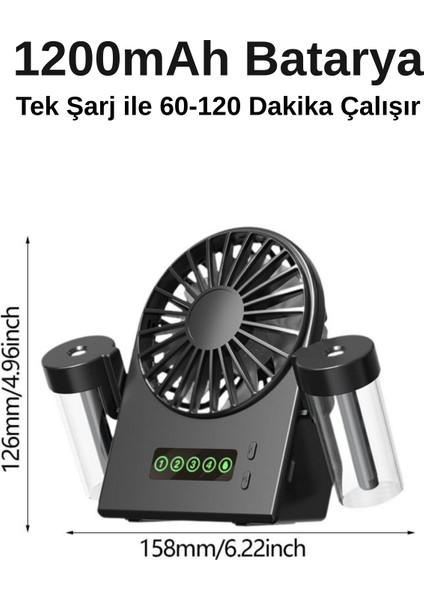 Taşınabilir Masaüstü Su Hazneli USB Şarjlı 4 Kademe Fan Vantilatör Soğutucu F8 modelleri