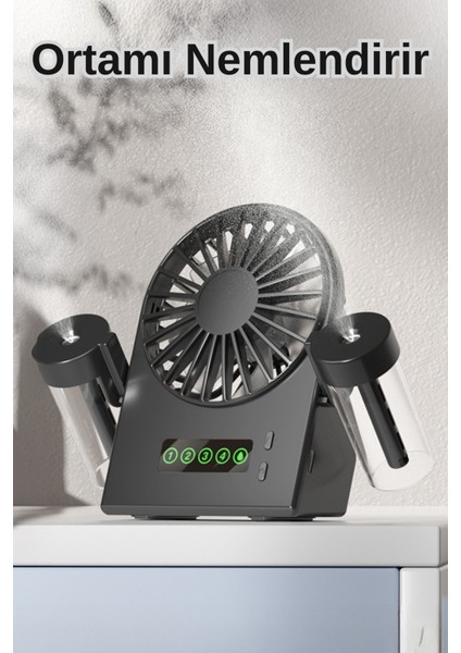 Taşınabilir Masaüstü Su Hazneli USB Şarjlı 4 Kademe Fan Vantilatör Soğutucu F8 fırsatları