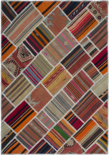 Iskece Bej Patchwork Yün Modern Desenli Yün Hav Toz Vermez Leke Tutmayan Salon Yolluk Mutfak El Dokuma Halı