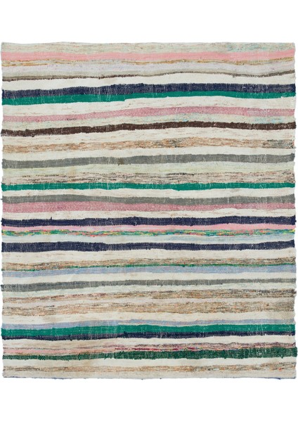 Teselya Bej Çizgili Yün Modern Desenli Yün Hav Toz Vermez Leke Tutmayan Salon Yolluk Mutfak El Dokuma Halı