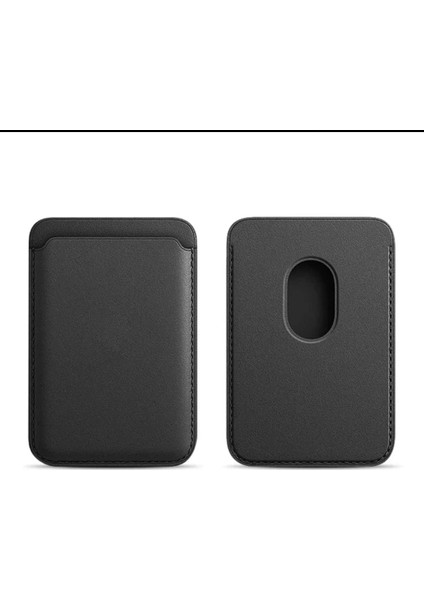 iPhone ile Uyumlu Magsafe Özellikli Deri Cüzdan (Siyah)