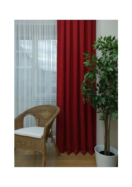 Depo Home Taç Kırmızı Düz Renk Pileli Fon Perde 1/2 5 Normal (Orta) Pile Tek Kanat TACPTKFONPERDE002, Kırmızı, 100 x 250 fiyatları