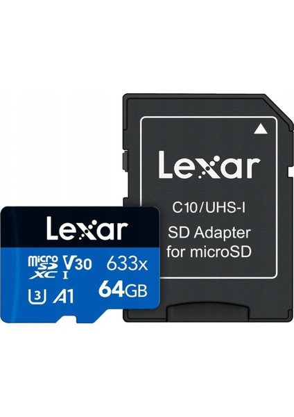 64GB 633X Microsdxc Uhs-I U3 100/45 Mb/sn Yüksek Performanslı Microsd Hafıza Kartı