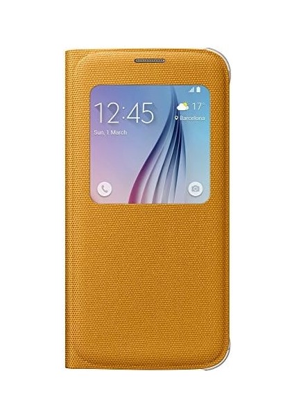 Galaxy S6 Için Fabric S-View Folyo Koruyucu Kılıf Case Cover - Sarı fiyatları