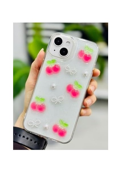 Aksesuar Iphone 13-14 ve 15 ile Uyumlu Inci Kiraz Oyuncak Tasarımlı Esnek Silikon Kılıfı fiyatları