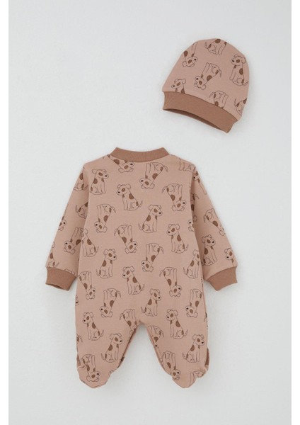 Erkek Bebek Patikli Tulum Sevimli Köpekçik Desenli 0-6 Ay, Açık Kahverengi fiyatları