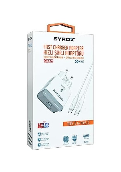 PD18T Type-C To Type-C Kablolu 18W Pd 3A Hızlı Şarj Aleti Set modelleri