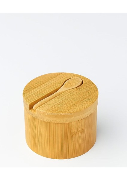 Kapaklı Kaşıklı Ahşap Baharatlık Doğal Ahşap Baharat Kabı Kaşık ve Kapaklı Tasarım Mutfak Tezgahı Için Şık Pratik Tuz Şeker Saklama Kutusu Baharat Organizer