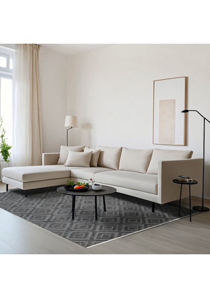 Gri Geometrik Etnik Modern Desenli Pamuk Makinada Yıkanabilir Hav Toz Vermez Leke Tutmayan Kaymaz Taban Dijital Makine Baskı Salon Yolluk Mutfak Halı fırsatları