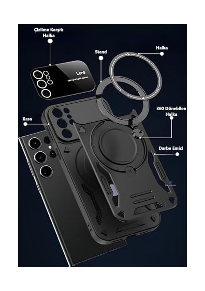 Galaxy S24 Ultra Için Magsafe Uyumlu Kılıf - Standlı, Kamera Lens Koruyuculu, Sert Silikon, Darbeye Karşı Dayanıklı Kılıf modelleri