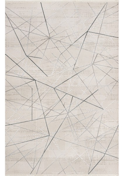 Canna-Lily Geometrik Gri Pamuk Dikdörtgen Modern Desenli Akrilik Hav Vermeyen Leke Tutmayan Kolay Temizlenen Yumuşak Makine Salon Yolluk Mutfak Halı