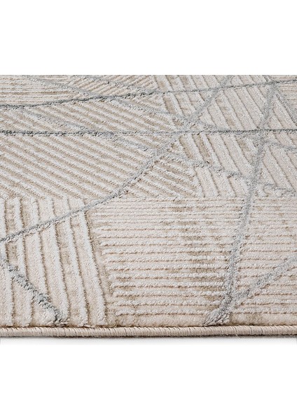 Canna-Lily Geometrik Gri Pamuk Dikdörtgen Modern Desenli Akrilik Hav Vermeyen Leke Tutmayan Kolay Temizlenen Yumuşak Makine Salon Yolluk Mutfak Halı