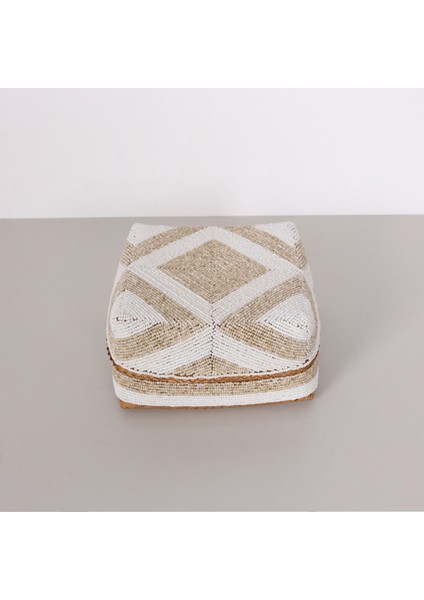 Mylamp Bali Bej Boncuklu Bambu Saklama Kutusu M