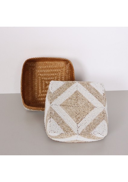 Mylamp Bali Bej Boncuklu Bambu Saklama Kutusu M modelleri