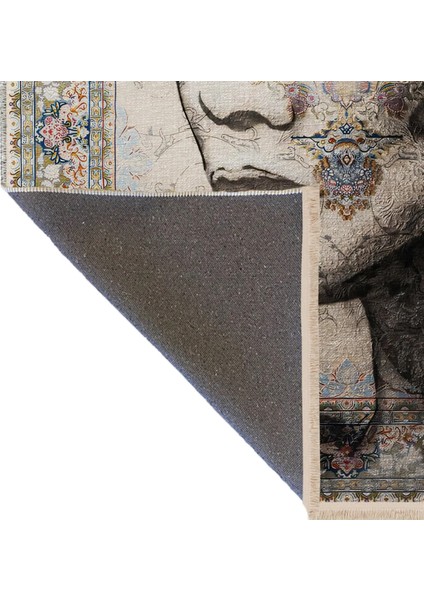 Drom Dokuma Taban Makinede Yıkanabilen Kilim Kaymaz Şönil Soyut Kadın Portre Desenli Kreatif Halı modelleri