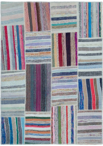 Iskece Bej Patchwork Yün Modern Desenli Yün Hav Toz Vermez Leke Tutmayan Salon Yolluk Mutfak El Dokuma Halı