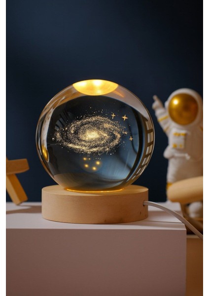 Büyüleyici Samanyolu Galaksi Küre Gün Işığı LED Lamba 3D Usb'li Ahşap Standlı Oda Gece Lambası fiyatları