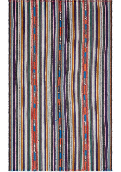 Girit Bej Çizgili Yün Modern Desenli Yün Hav Toz Vermez Leke Tutmayan Salon Yolluk Mutfak El Dokuma Halı