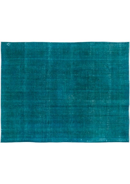 Turkuaz Eskitme Yün Modern Desenli Yün Hav Toz Vermez Leke Tutmayan Salon Yolluk Mutfak El Dokuma Halı