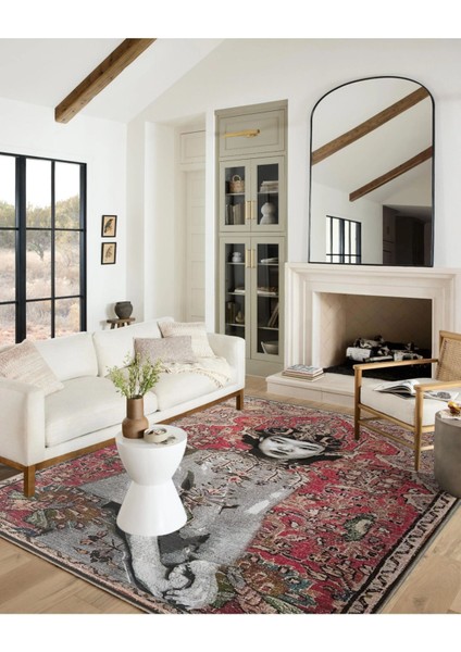 Drom Dokuma Taban Makinede Yıkanabilen Kilim Kaymaz Şönil Vintage Yüz Figürlü Otantik Halı fiyatları