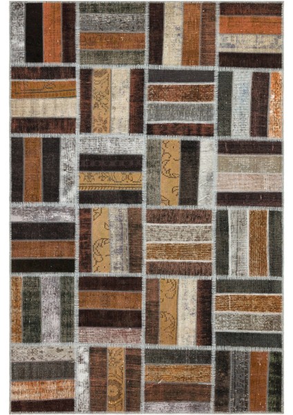 Girit Bej Çizgili Yün Modern Desenli Yün Hav Toz Vermez Leke Tutmayan Salon Yolluk Mutfak El Dokuma Halı