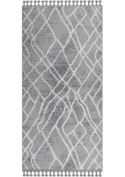 Farida Geometrik Gri Polyester Dikdörtgen Modern Desenli Akrilik Hav Vermeyen Leke Tutmayan Kolay Temizlenen Yumuşak Makine Salon Yolluk Mutfak Halı