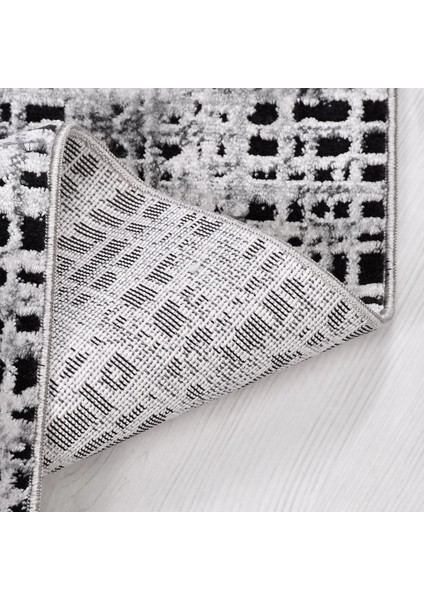 Siyah Modern Etnik Desenli Akrilik Hav Vermeyen Leke Tutmayan Kolay Temizlenen Yumuşak Makine Salon Yolluk Mutfak Halı