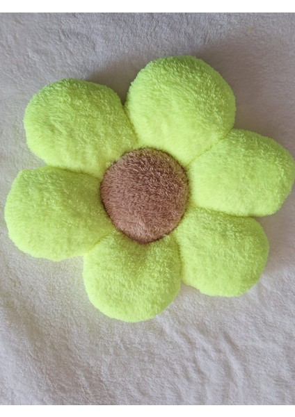 Papatya Yastık Yumuşak Peluş 47X 47 cm Büyük Boy Yastık & Minder -Neon Sarı