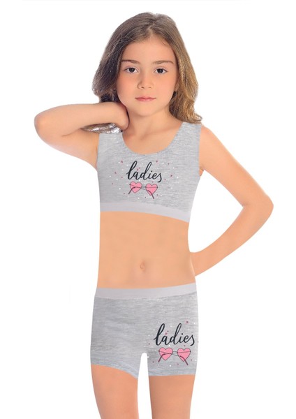 Kız Çocuk Bustiyer Şort Likralı Gri Ladies (%96 Pamuk - %4 Elastan) fiyatları
