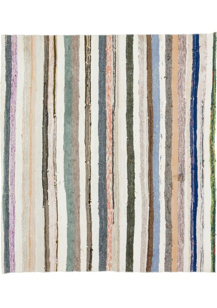 Teselya Bej Çizgili Yün Modern Desenli Yün Hav Toz Vermez Leke Tutmayan Salon Yolluk Mutfak El Dokuma Halı