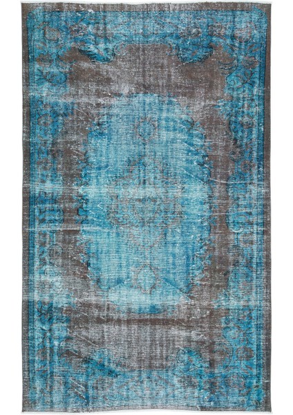 Epir Turkuaz Eskitme Yün Modern Desenli Yün Hav Toz Vermez Leke Tutmayan Salon Yolluk Mutfak El Dokuma Halı