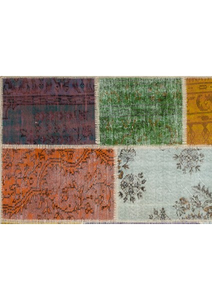 Iskece Kırmızı Patchwork Yün Modern Desenli Yün Hav Toz Vermez Leke Tutmayan Salon Yolluk Mutfak El Dokuma Halı fırsatları