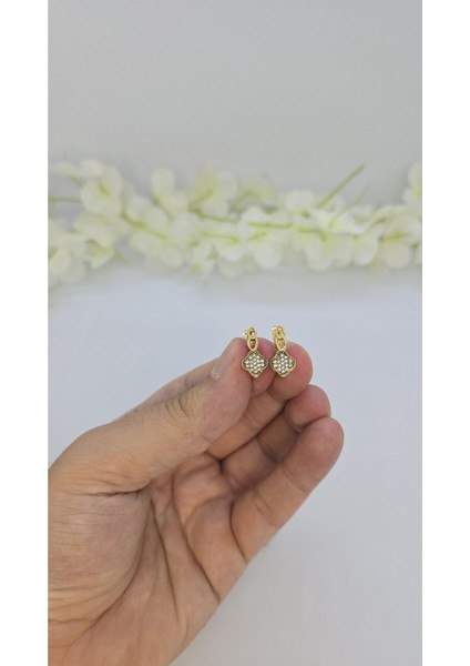 14 Ayar Altın Kaplama Zirkon Taşlı Kadın Küpe – Zarif ve Işıltılı (M25) fiyatları