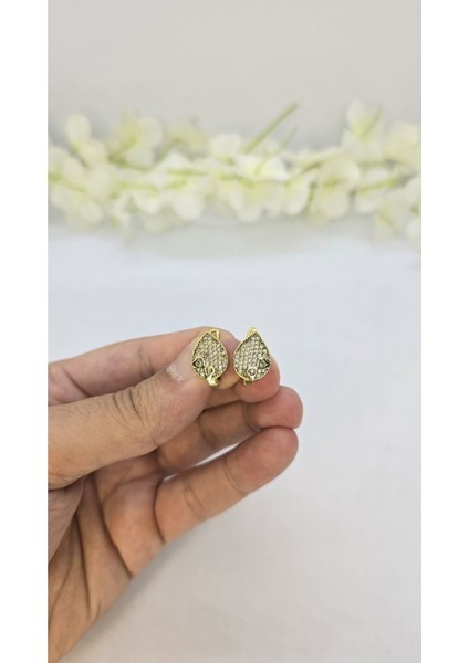 14 Ayar Altın Kaplama Zirkon Taşlı Kadın Küpe – Zarif ve Işıltılı (M19) fiyatları