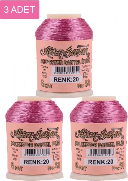 3 Adet Altınbaşak Oya ve Dantel Ipi 20 gr - - No: 020