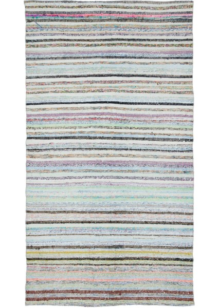 Girit Bej Çizgili Yün Modern Desenli Yün Hav Toz Vermez Leke Tutmayan Salon Yolluk Mutfak El Dokuma Halı